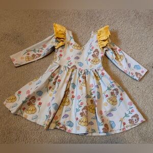 Disney/ Monica and Andy Charming Princess Kids Dress with Yellow Ruffle Sleeves